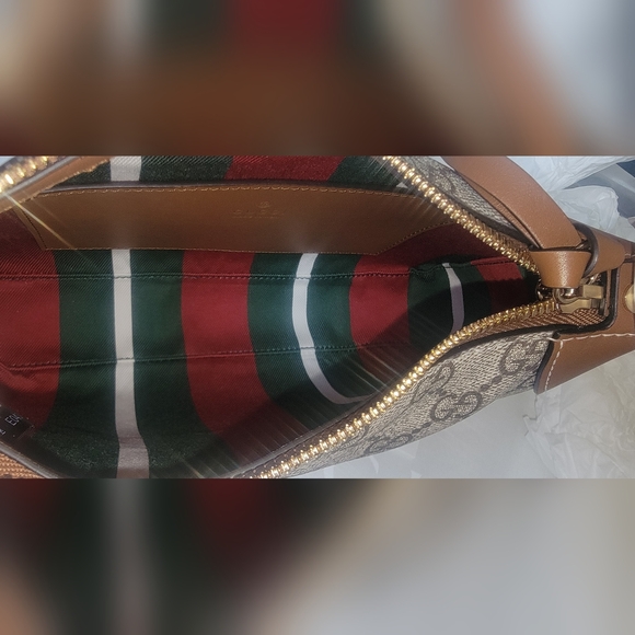 NWT Gucci GG Emblem Monogram Canvas Leather Trim Small Shoulder Bag 2 Straps - Picture 9 of 15